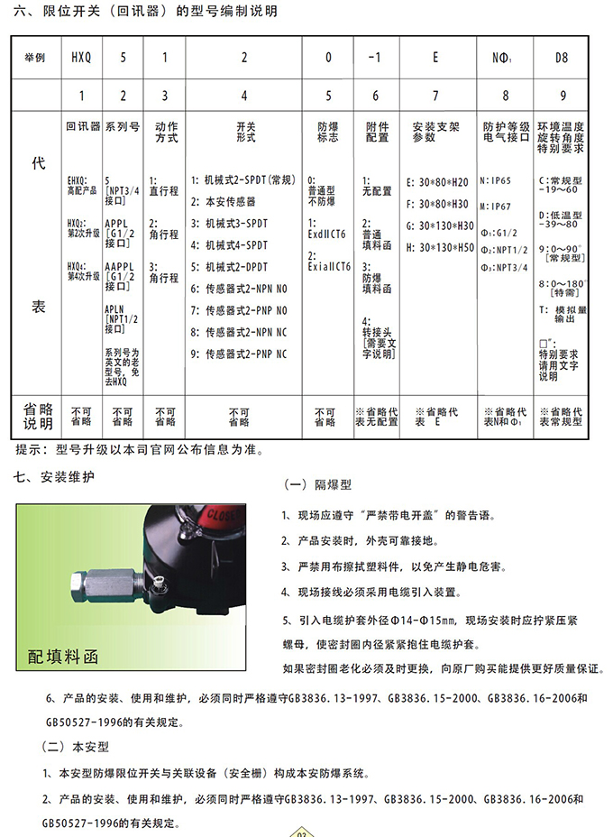 HX5防爆型限位開關｜回訊器